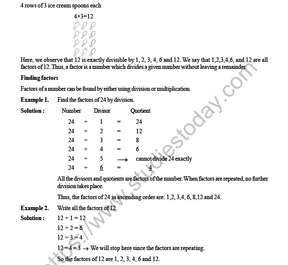 CBSE Class 4 Maths Factor and Multiples Worksheet